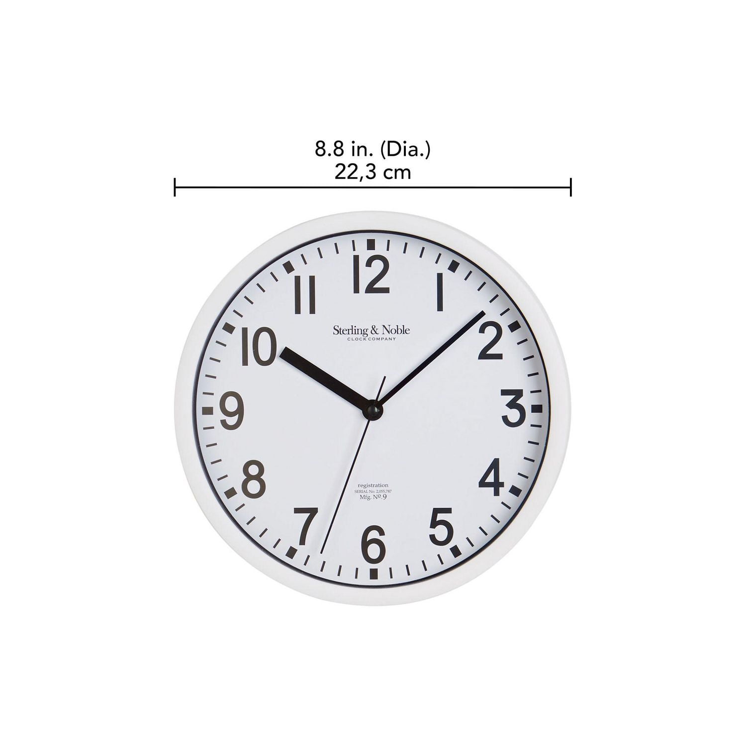 Horloge murale analogique ronde noire de base de 8,8 pouces pour l'intérieur HOMETRENDS