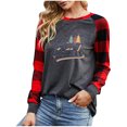 thumbnail image 2 of PVCS Christmas Shirts For Women Plaid Splicing Tops Long Sleeve Trendy Sweatshirts Blouse Tops, 2 of 6