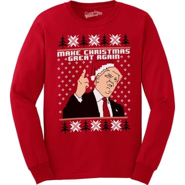 Make Christmas Great Again Funny Ugly Christmas Sarcastic Graphic Men Sweatshirt (Red) - 3XL