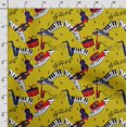 thumbnail image 3 of Soimoi Musical Instruments Print, Silk Fabric, Decor Sewing Fabric by The Yard 42 Inch Wide,Decorative Fabric for Shirts Suits Ties, White,Yellow & Red, 3 of 5