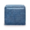 thumbnail image 3 of SIMPLIHOME Brody Square Pouf, Footstool, Upholstered in Distressed Blue Faux Leather, for the Living Room, Bedroom and Kids Room, Transitional, Modern, 3 of 5