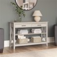 thumbnail image 2 of Pemberly Row Table Console en Bois avec Tiroirs et Étagères en Blanc Lin, 2 of 10
