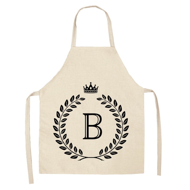 Linen Kitchen Apron - Letter Printed Cotton Linen Sleeveless Apron Kitchen