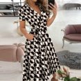 thumbnail image 3 of Fridja Womens Casual en Vrac Bandage à Manches Courtes V-Cou Robe de Cheville, 3 of 5
