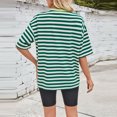thumbnail image 4 of fatyb Women's Striped Short Sleeve T Shirts Crew Neck Loose Basic Tee Casual Summer Color Block Tops, 4 of 6