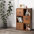thumbnail image 4 of Costway 6-Cube Wooden Bookcase Storage Organizer with 3 Open Cubes 3 Drawers Rustic Brown, 4 of 10