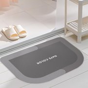 16x24 Diatomaceous Earth Bath Rug, Super Absorbent Quick Dry Bathroom Floor Mat, Non Slip Rubber Backing Washable Shower Rug for in Front of Bathtub, Modern Diatomite Bath Mat for Shower Room, Gray