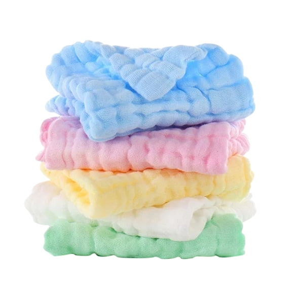 Felwors Débarbouillettes en Mousseline pour Bébé 5 Pcs Linges Doux pour le Visage pour Serviettes de Bain Absorbantes Lingettes pour Bébé Serviettes pour le Visage