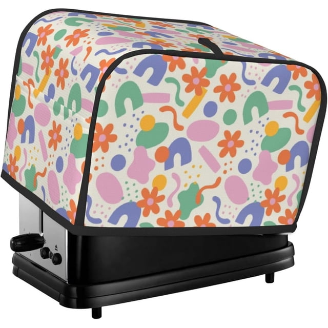 Toaster Cover 2 Slice Vintage Groovy Flowers Dustproof Bread Maker Cover Fingerprint Bakeware Protection Wide Slot Toaster Bag Reusable Kitchen Small Appliance Cover TC278