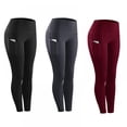thumbnail image 3 of Pantalon Legging Haute Élasticité Femme Uni Extensible Compression Tenue de Sport Décontractée Yoga Jogging Leggings Pantalons avec Poche, 3 of 5