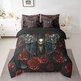thumbnail image 2 of Moth Bed In A Bag Gothic Skull Floral Comforter Set,Extoic Boho Decor 7 Pieces Bedding Set Red Rose for Gilrs Women Lover Queen Sheet Set With Comforter, 2 of 5