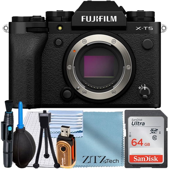 FUJIFILM X-T5 Mirrorless Camera-Silver (Body Only) with SanDisk 64GB Memory Card + ZeeTech Accessory Bundle