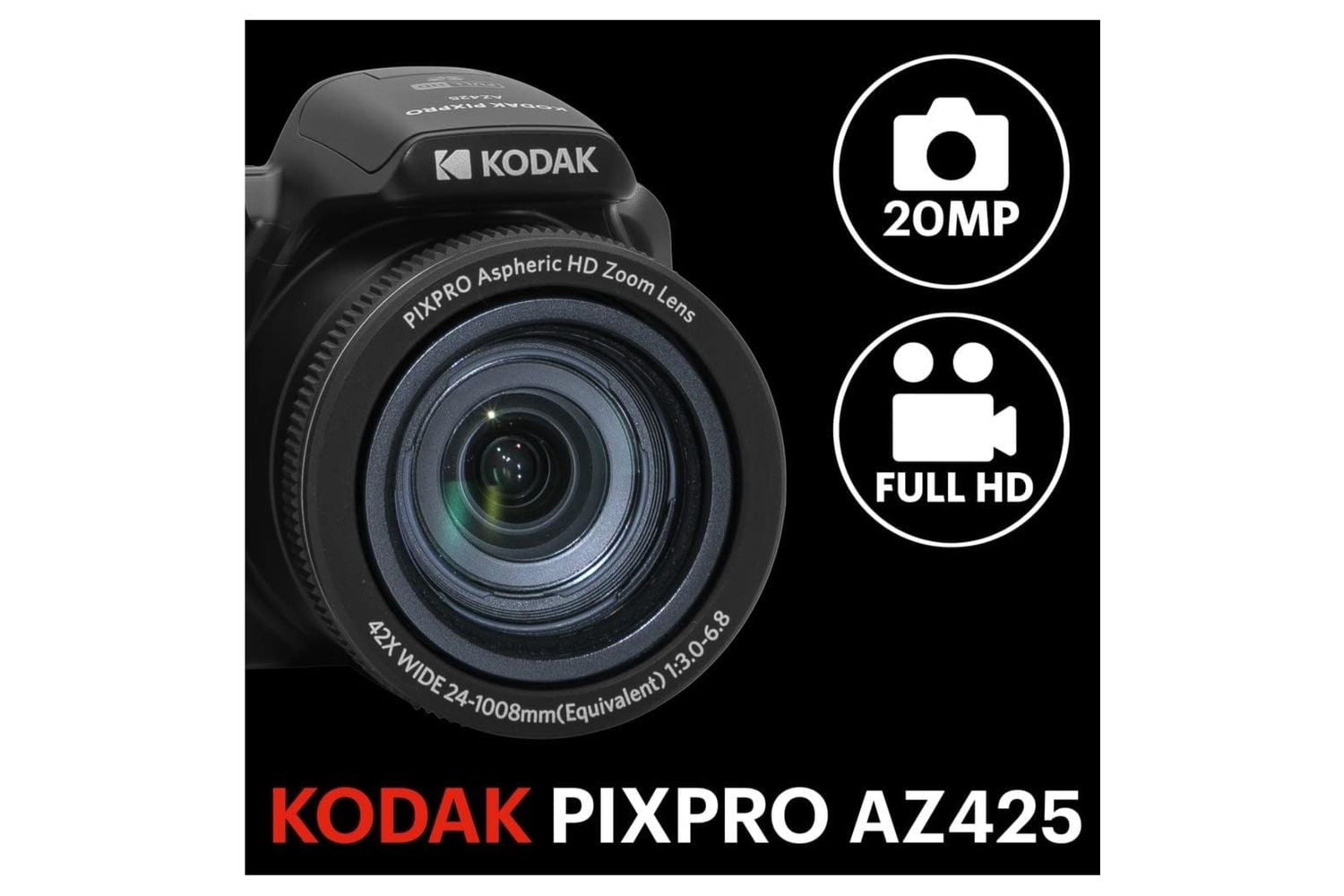 KODAK PIXPRO AZ425-BK 20MP Digital Camera 42X Optical Zoom 24mm
