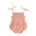thumbnail image 1 of Kmbangi Infant Summer Cotton Sling Romper Lace Up Stretch Ruched Jumpsuit, 1 of 9