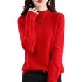 thumbnail image 1 of Women‘s Wool Sweaters Mock Turtle Neck Lightweight Long Sleeve Cozy Warm Fall Winter Pullover Tops, 1 of 7