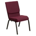 thumbnail image 1 of HERCULES Series 18.5''W Stacking Church Chair in Burgundy Patterned Fabric - Gold Vein Frame, 1 of 9
