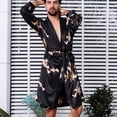 thumbnail image 5 of Men Casual Long Sleeves Lace-up Print Home Pocket Long Pajama Robe, 5 of 5