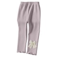 thumbnail image 1 of GigrtiJin 8 Months-7 Years Girls Baby Cotton Pants Solid Color Ribbed Elastic Waisted Pleated Cuff Long Pants with Decoration, 1 of 6