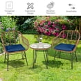 thumbnail image 4 of Costway 3PCS Patio Rattan Bistro Set Coffee Table Armchair Garden Navy Cushion, 4 of 10
