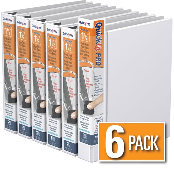 QuickFit Anneaux en D Pin-Lock, 1.5 po, à déclencheur unique, verrouillables, prévenant l'écartement paquet de 6