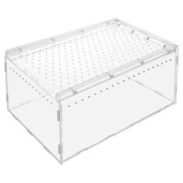 KAKOWELY Boîte pour Reptiles Boîte d'Alimentation pour Reptiles Boîte d'Élevage Lézard Gecko Serpent Habitat Cage Acrylique Transparent Maison pour Animal de Compagnie 11.81"X7.87"X5.91 Pouces