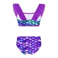 thumbnail image 4 of Rswnyirn Little Girls Mermaid 2 Pcs Swimsuits Fishscale Printed Ruffles Straps Swim Top with Bikini Brief Purple 5, 4 of 5