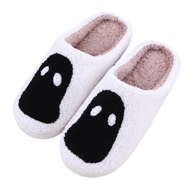 ELF Pantoufles d'Halloween Pantoufles Fantôme Femmes Hommes Chaussures de Maison en Fourrure Semelle en Caoutchouc Antidérapante Chaussures de Maison pour Intérieur et Extérieur