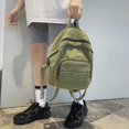 thumbnail image 3 of Fashion Women Solid Color Backpack Students Canvas School Knapsacks (Green), 3 of 6