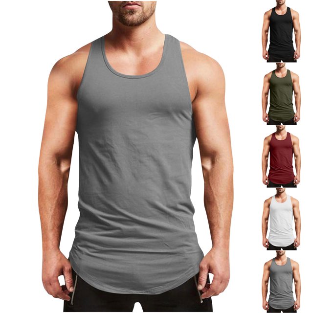 Yuyuzo Débardeurs Basiques pour Hommes Plage Entraînement Débardeurs de Musculation Été Col Rond Sans Manches