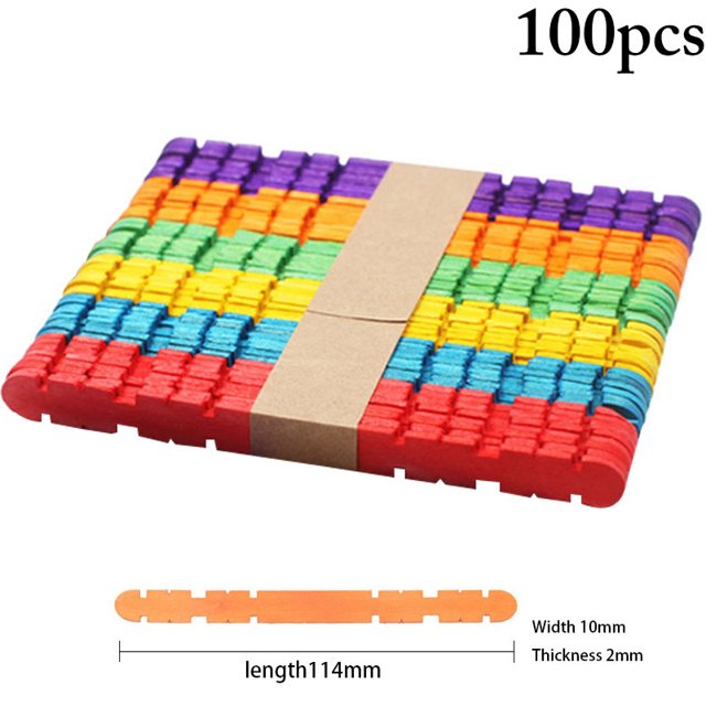 Coofit 100PCS Kids Ice Cream Stick DIY Safe Creative Wooden Popsicle Stick Ice Pop Stick