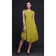 thumbnail image 3 of Bimba Robe Midi Évasée d'Été Sans Manches à Imprimé Floral Décontractée pour Femmes à Feuilles au Pochoir Jaunes - Très Petit, 3 of 6