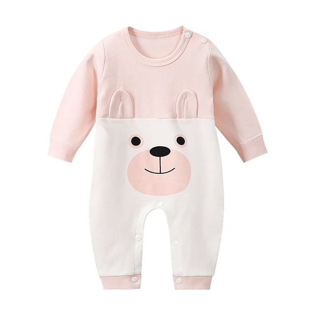 WEIYLL Girls Rompers Button Long Sleeve Overall Cartoon Cute Warm Spring Autumn Pk1 Baby Playsuit for 18-24 Months
