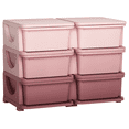 thumbnail image 1 of Qaba 3 Tier Kids Toy Organizer with 6 Plastic Storage Bins, Pink, 1 of 10