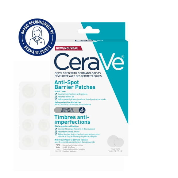 CeraVe Pansements Barrière Anti-Imperfections, Pansements Hydrocolloïdes Invisibles avec Céramides et Niacinamide