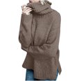thumbnail image 2 of Womens Fashion Solid Long Sleeve Sweater Loose Turtleneck knitting Sweater, 2 of 4