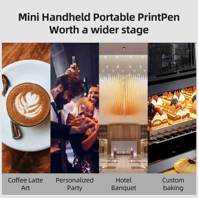 300psi Printing Accuracy Cake Image Printer, Portable Handheld Food Printer with Type C Charging, WiFi Connectivity, Cake Tattoo Maker for Home Use