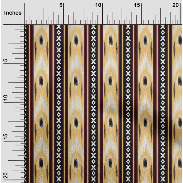oneOone Georgette Viscose Fabric Stripe & Geometric Ikat Decor Fabric Printed BTY 42 Inch Wide