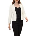 thumbnail image 4 of INSPIRE CHIC Women's Workwear Zipper Collarless Cropped Blazer L White, 4 of 7
