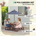 thumbnail image 4 of Qaba Kids Picnic Table, Wooden Table & Bench Set w/ Umbrella Cushions, Blue, 4 of 10