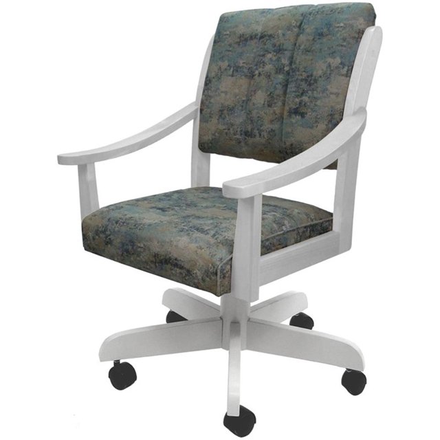 Pemberly Row Caster Solid Wood Dining Chair in Poet Sky Blue on White