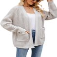 thumbnail image 3 of Women Knit Cardigan Long Sleeve Open Front Sweater with Pockets, 3 of 6