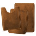 thumbnail image 2 of Set of 3 Clara Clark Bath Mat Bathroom Rug - Absorbent Memory Foam Bath Rugs - Non-Slip, Thick, Cozy Velvet Feel Microfiber Bathrug - Brown - Large 20"x32" - Small 17"x24" - Contour 24"x20", 2 of 6