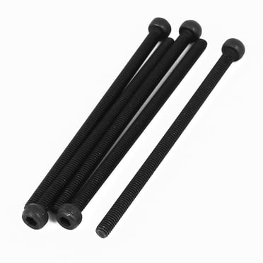Unique Bargains Tête de Douille Hexagonale 4x75mm Entièrement Filetée Vis Boulon Noir 5 Pcs