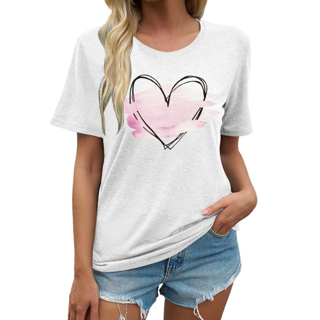 LUOGENLI T-shirts pour Femmes Mode Décontractée Chemises Imprimées Col Rond Manches Courtes Tee Tops Tunique Blouse T-shirts Graphiques Drôles Adulte Saint-Patrick Blanc P