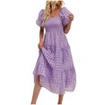 thumbnail image 2 of Gspmoly Robes pour Femmes Grande Taille, Robe à Épaules Dénudées à Manches Courtes Plissée à Taille Haute pour Femmes, Offres de Robes de Mariage pour Femmes, 2 of 9