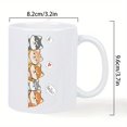 thumbnail image 3 of 1pc Whimsical Cat Ceramic Coffee Mug – Insulated & Reusable, Hand Wash Only – Cute Cartoon Cat Design with "Hello!" Speech Bubbles – Perfect Gift for Cat Lovers, White, 3 of 5