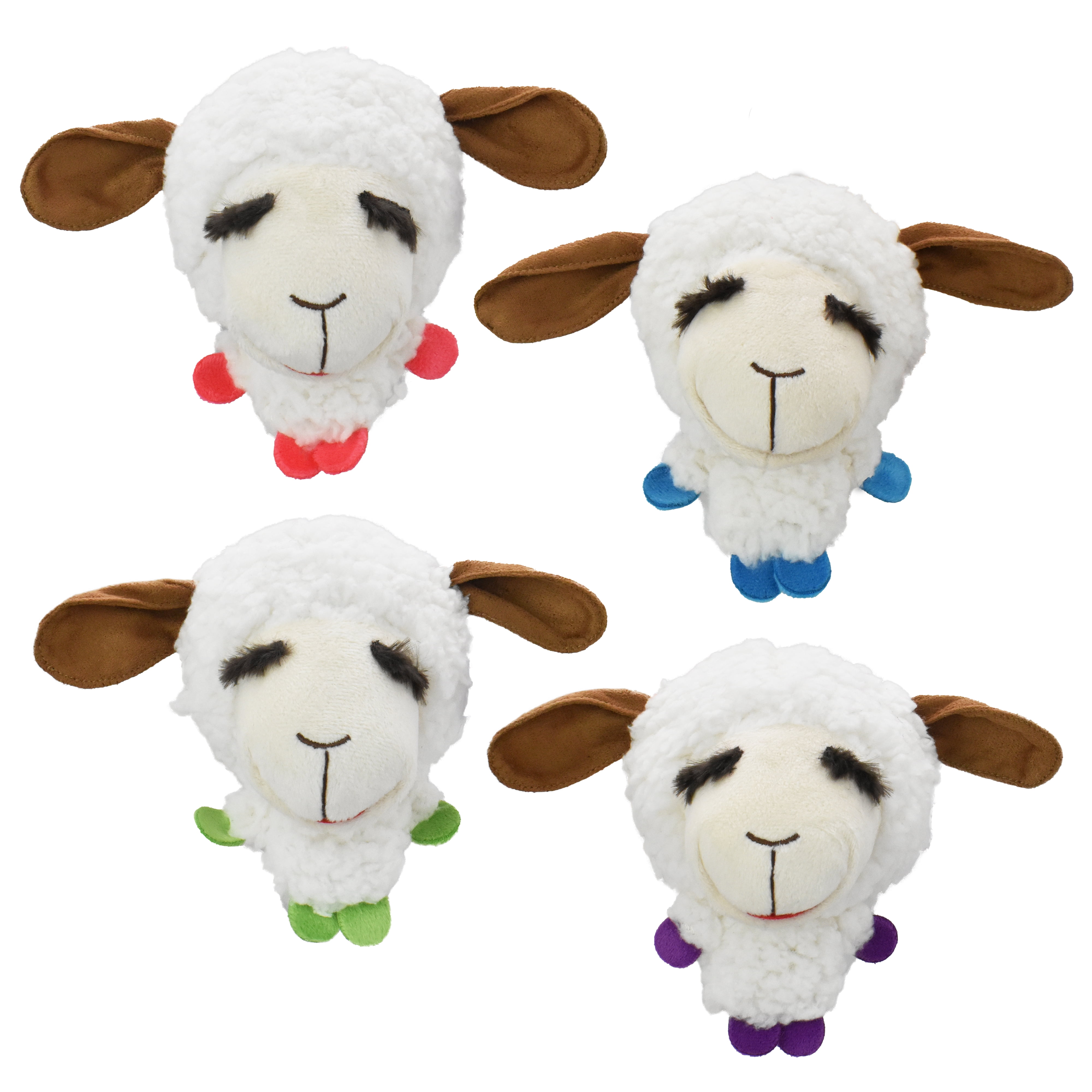 Peluche Multipet en forme de côtelette d'agneau avec boule en caoutchouc dans la tête et pattes colorées