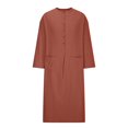 thumbnail image 3 of AherBiu Plus Size Mens Kaftan Thobe Button down Shirts with Pockets Long Sleeve Side Split Casual Muslim Robe, 3 of 4
