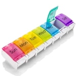MEDca 7-Day Pill Organizer, Push Button Open, Weekly Pill Box, Plastic