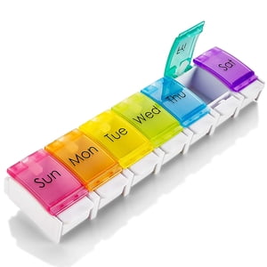 MEDca 7-Day Pill Organizer, Push Button Open, Weekly Pill Box, Plastic